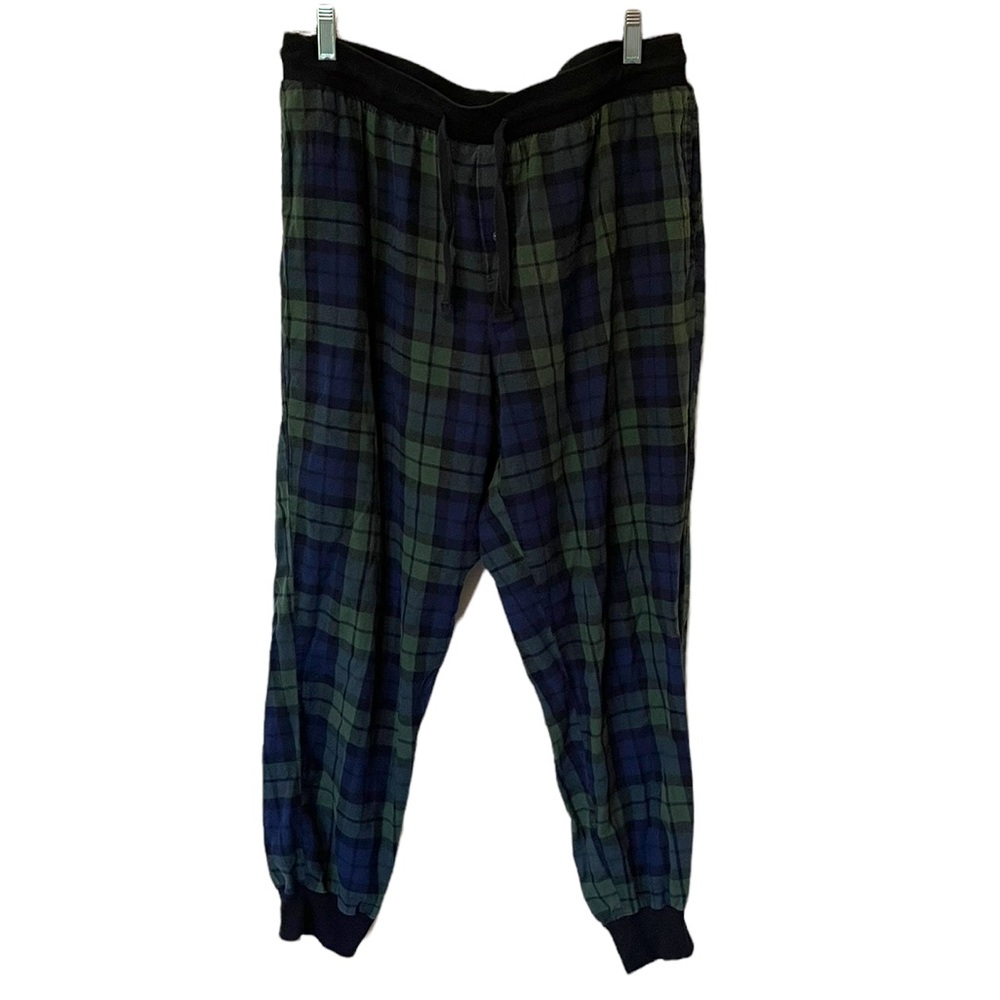 Women’s Stars Above Green & Blue Plaid Comfy Jogger Pants  Size L